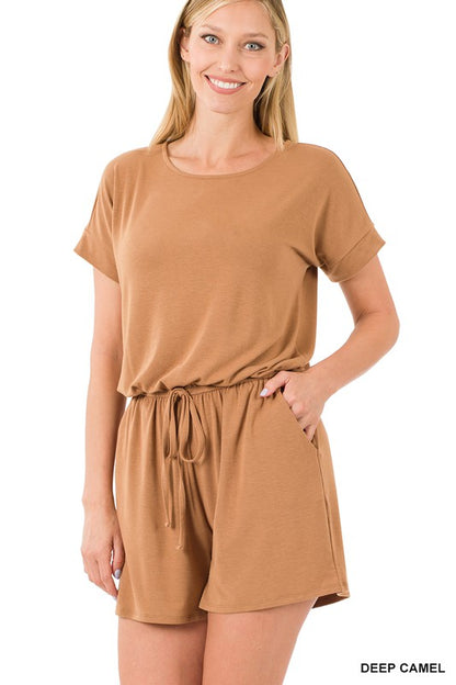 ROMPER WITH ELASTIC WAIST & BACK KEYHOLE OPENING