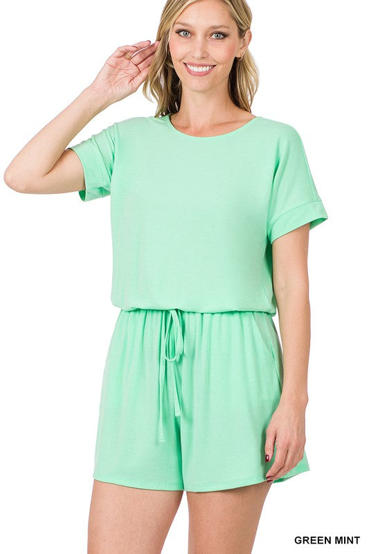 ROMPER WITH ELASTIC WAIST & BACK KEYHOLE OPENING