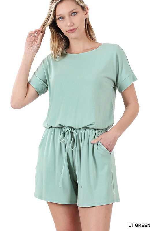 ROMPER WITH ELASTIC WAIST & BACK KEYHOLE OPENING