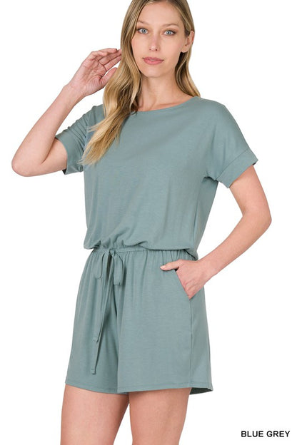 ROMPER WITH ELASTIC WAIST & BACK KEYHOLE OPENING