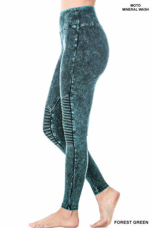 MINERAL WASHED WIDE WAISTBAND MOTO LEGGINGS