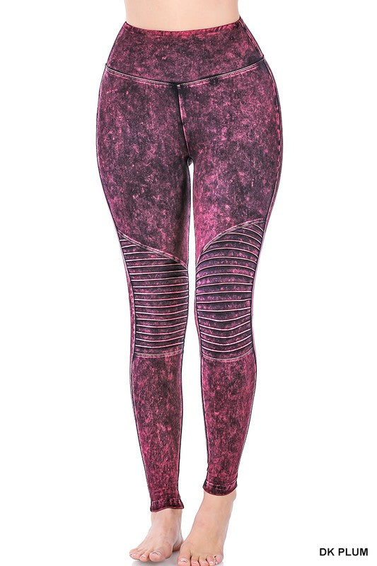 MINERAL WASHED WIDE WAISTBAND MOTO LEGGINGS