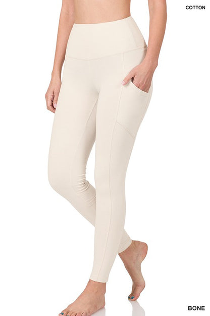 BETTER COTTON WIDE WAISTBAND POCKET LEGGINGS