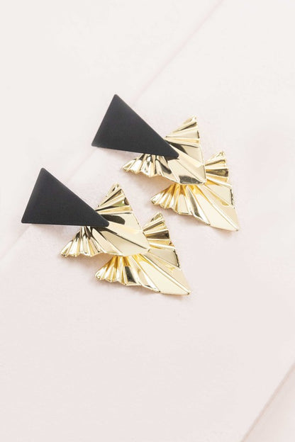 Ruffled Gold Drop Earrings