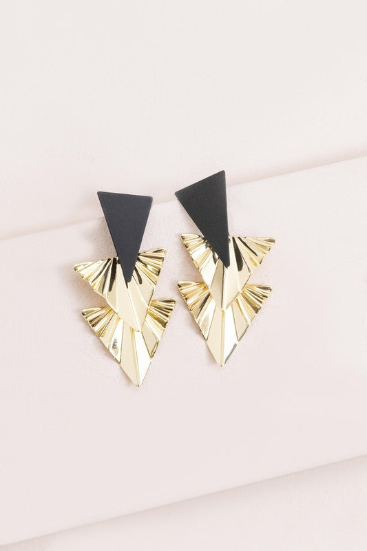 Ruffled Gold Drop Earrings