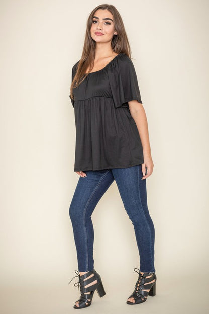 Solid Square Neck Babydoll Tunic