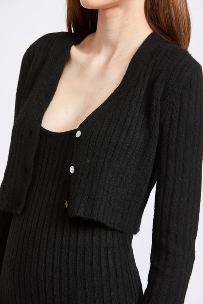 CROPPED RIB CARDIGAN