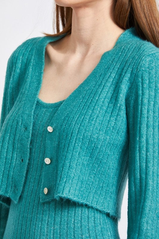 CROPPED RIB CARDIGAN