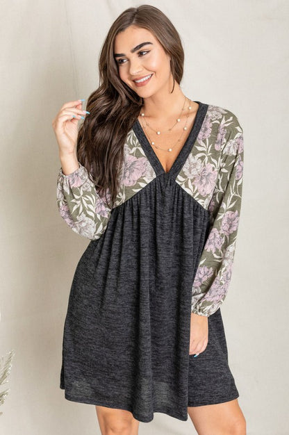 Floral V Neck Boho Dress