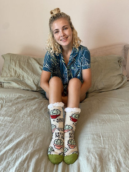 Love Sucks - Women's Cozy Sherpa Slippers Socks