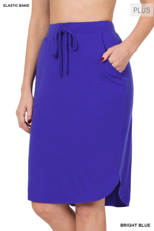 PLUS SELF TIE TULIP HEM SKIRT WITH SIDE POCKETS