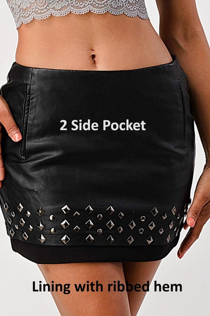 Casual Mid Rise Faux Leather Mini Skirt