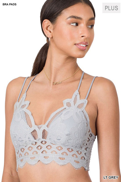 PLUS CROCHET LACE BRALETTE WITH BRA PADS