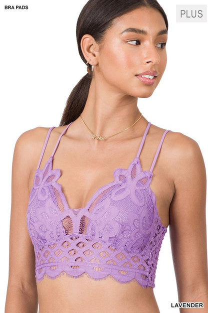 PLUS CROCHET LACE BRALETTE WITH BRA PADS