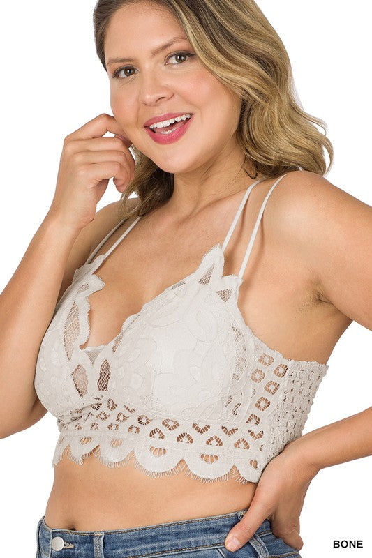 PLUS CROCHET LACE BRALETTE WITH BRA PADS