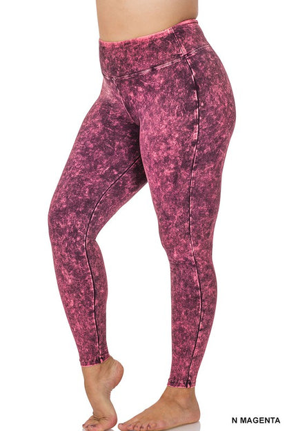 PLUS MINERAL WASHED WIDE WAISTBAND YOGA LEGGINGS