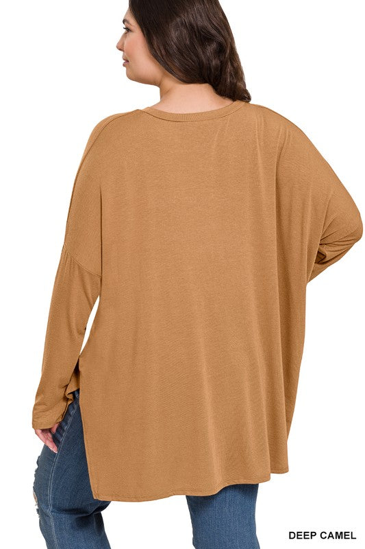 Plus Dolman Long Sleeve Round Neck Top