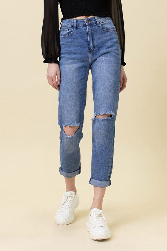 High Waisted Boyfriend Jeans