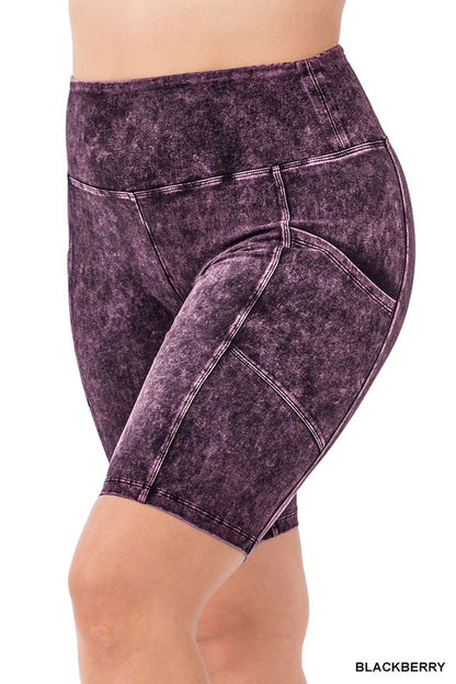 PLUS MINERAL WASH WIDE WAISTBAND POCKET LEGGINGS