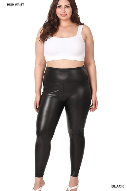 PLUS HIGH RISE FAUX LEATHER LEGGINGS