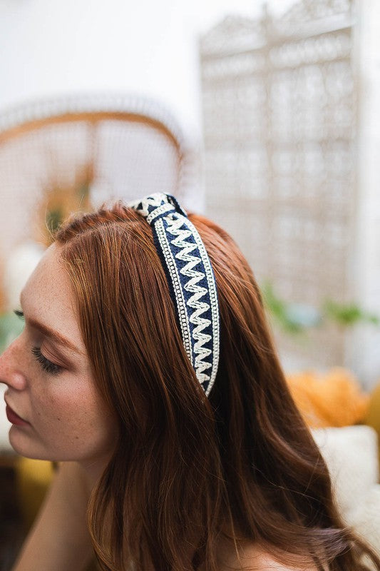 Embroidered Stitch Boho Knotted Headband