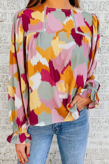 Multi Color Long Sleeve Blouse