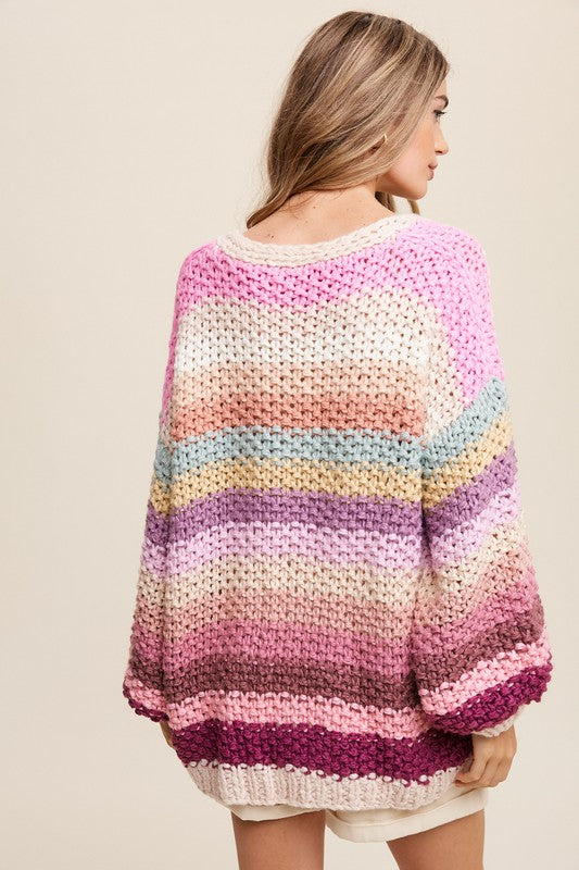 Hand Crochet Multi Color Oversized Open Cardigan