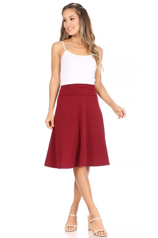 Solid, A-line pull on skirt