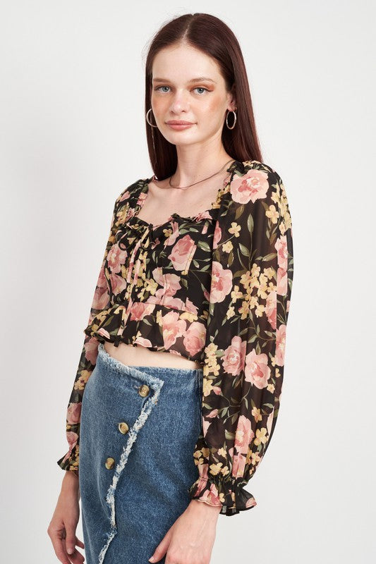 FLORAL PRINT CROPPED TOP