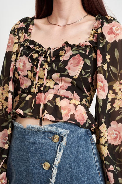 FLORAL PRINT CROPPED TOP