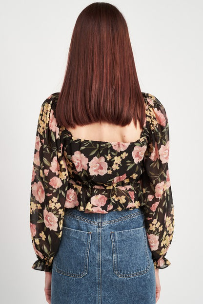 FLORAL PRINT CROPPED TOP