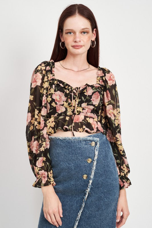 FLORAL PRINT CROPPED TOP