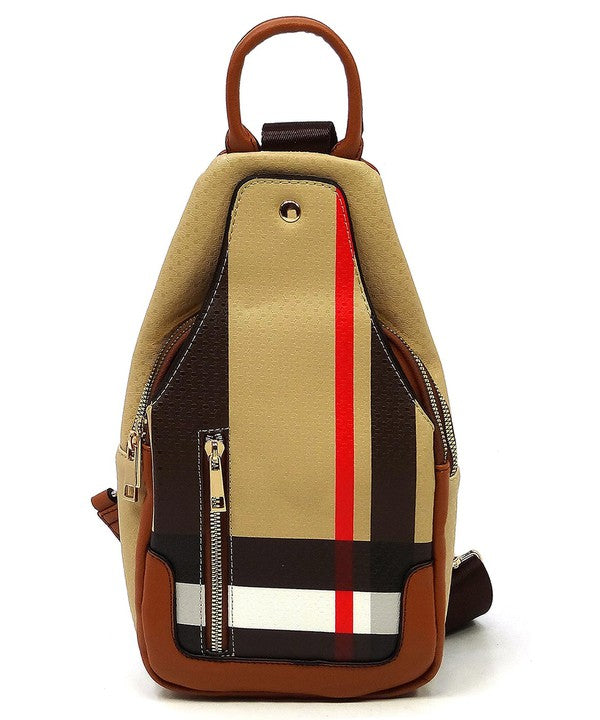 Plaid Check Sling Backpack