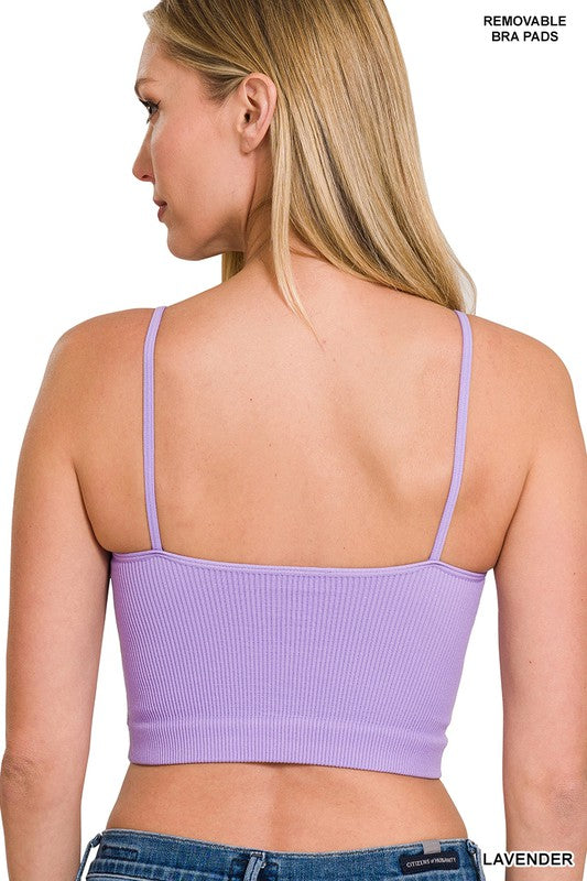 Ribbed Seamless Cropped Cami with Bra Pads