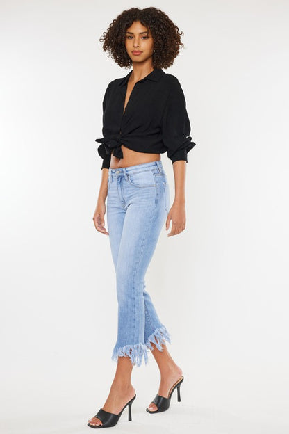 HIGH RISE CROP BOOTCUT DENIM PANTS-KC9354M