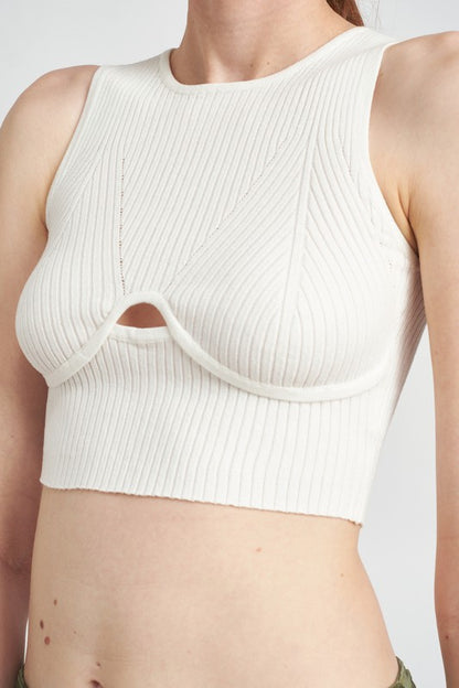 BUSTIER LOOK RIBBED CROP TOP