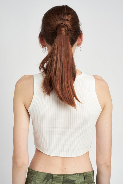 BUSTIER LOOK RIBBED CROP TOP