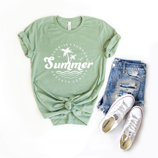 Summer Sunrise Sunburn Sunset Repeat Graphic Tee