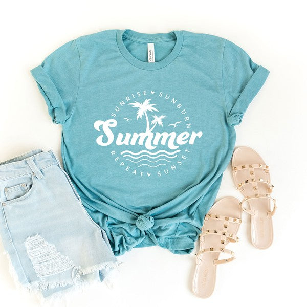 Summer Sunrise Sunburn Sunset Repeat Graphic Tee