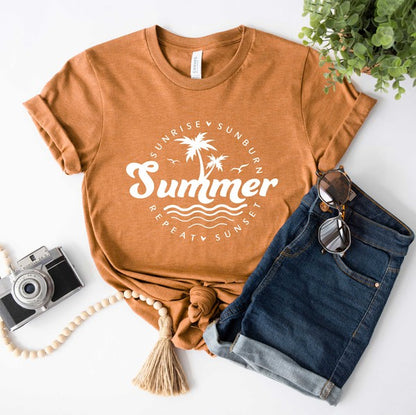 Summer Sunrise Sunburn Sunset Repeat Graphic Tee