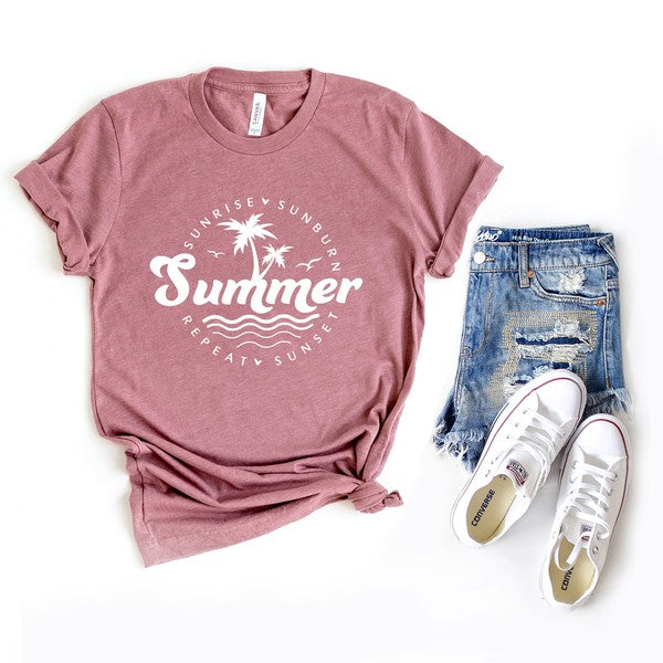 Summer Sunrise Sunburn Sunset Repeat Graphic Tee