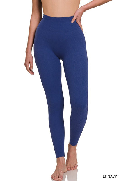 RIBBED SEAMLESS HIGH WAISTED FULL LENGTH LEGGINGS