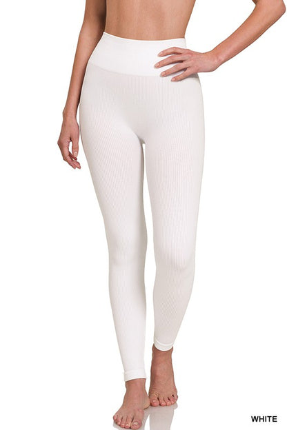 RIBBED SEAMLESS HIGH WAISTED FULL LENGTH LEGGINGS