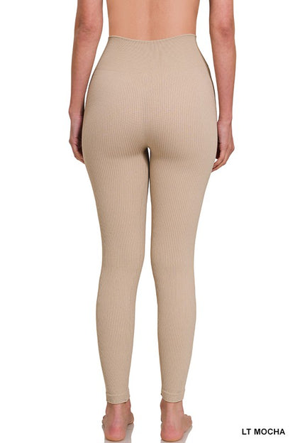 RIBBED SEAMLESS HIGH WAISTED FULL LENGTH LEGGINGS