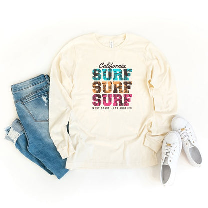 California Surf Stacked Long Sleeve Graphic Tee