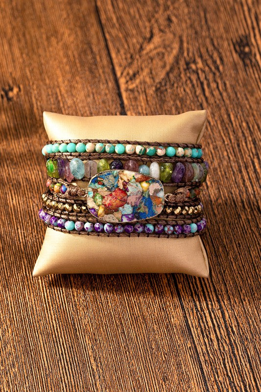 34 inch natural stone boho bracelet