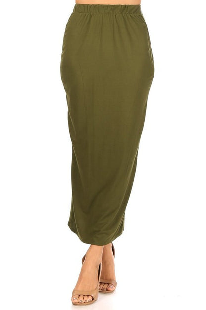 Solid Midi Pencil Skirt