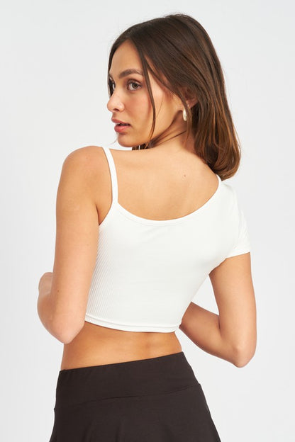 ASYMMETRICAL BINDING CROPPED TOP