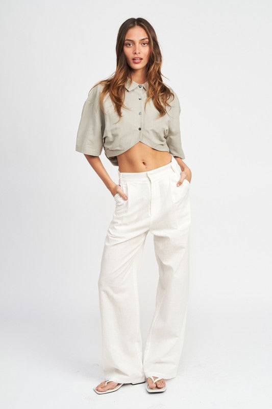 WIDE SLEEVE CROPPED SHIRT