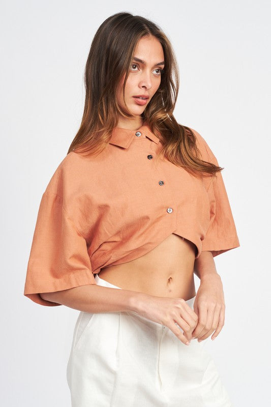 WIDE SLEEVE CROPPED SHIRT